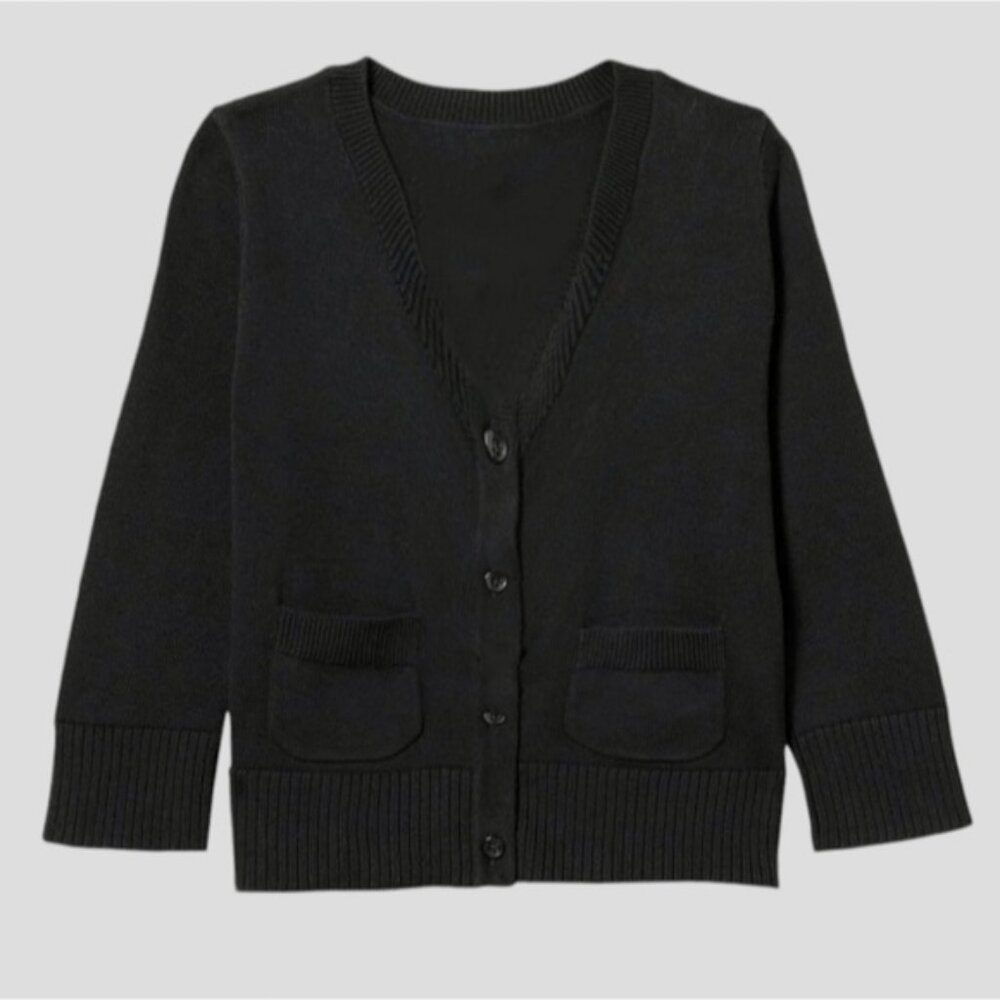 SIBLINGS- Girls Super Soft Black Cardigan with double pockets